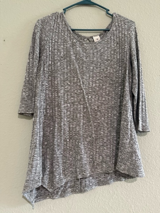 Bonded usa Tops - Cozy Heather Gray Tunic Top with Scoop Neck